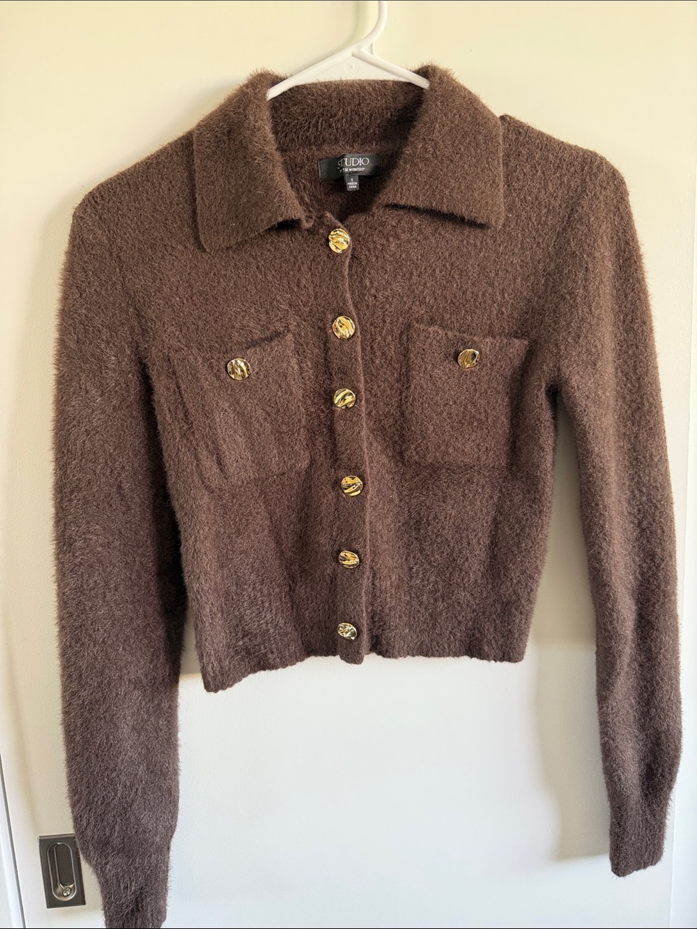 The Workshop Brown Fuzzy Button-Up Jacket